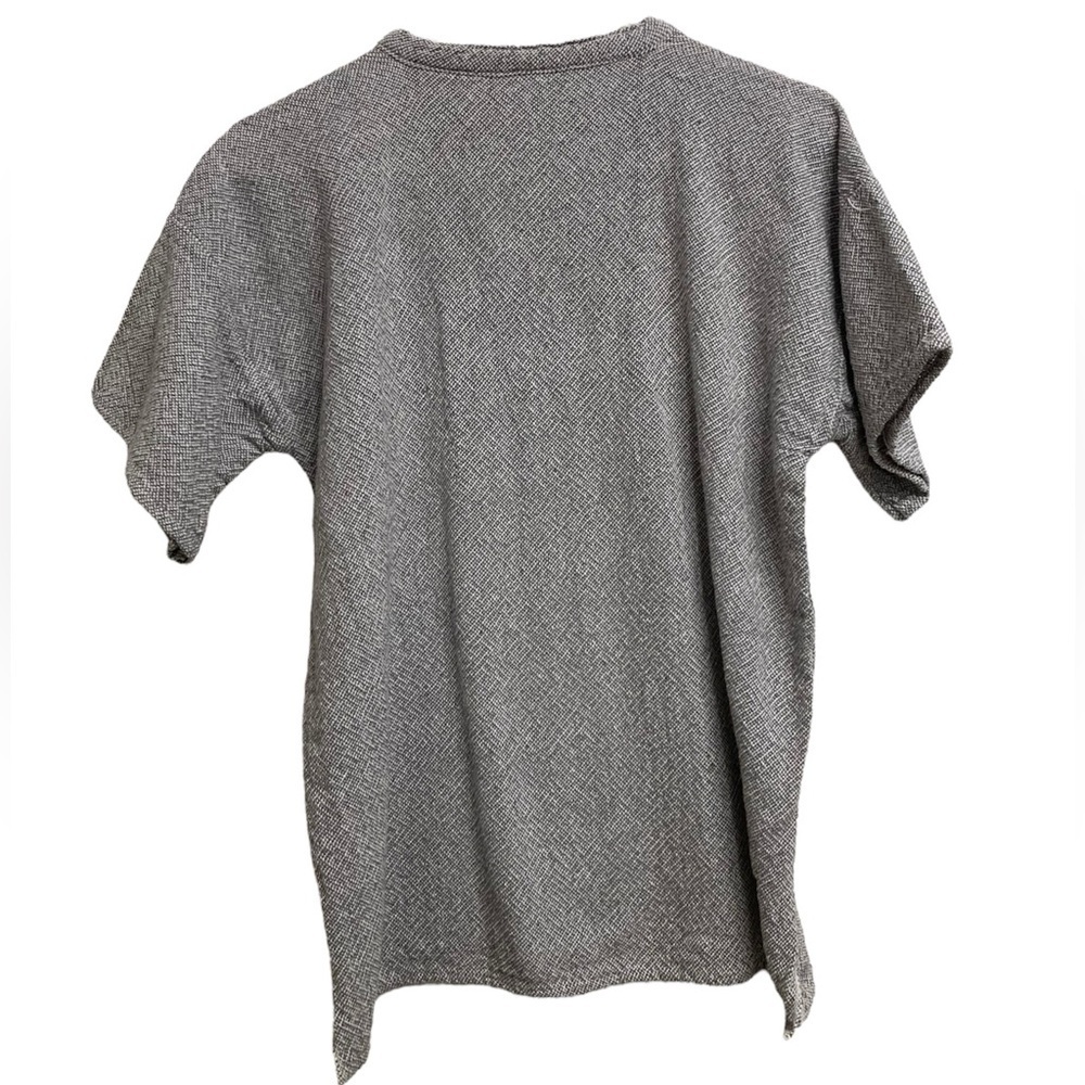 Mexican Handmade Woven Gray and White Striped Short Sleeve Top, Men’s, Small - Picture 3 of 5